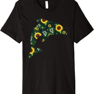 Dolphin Sunflower Girl Floral Beluga Hawaiian Women Gift Premium T-Shirt