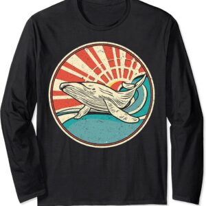 Choice Blue Orca Diver Sea Ocean Retro Long Sleeve T-Shirt